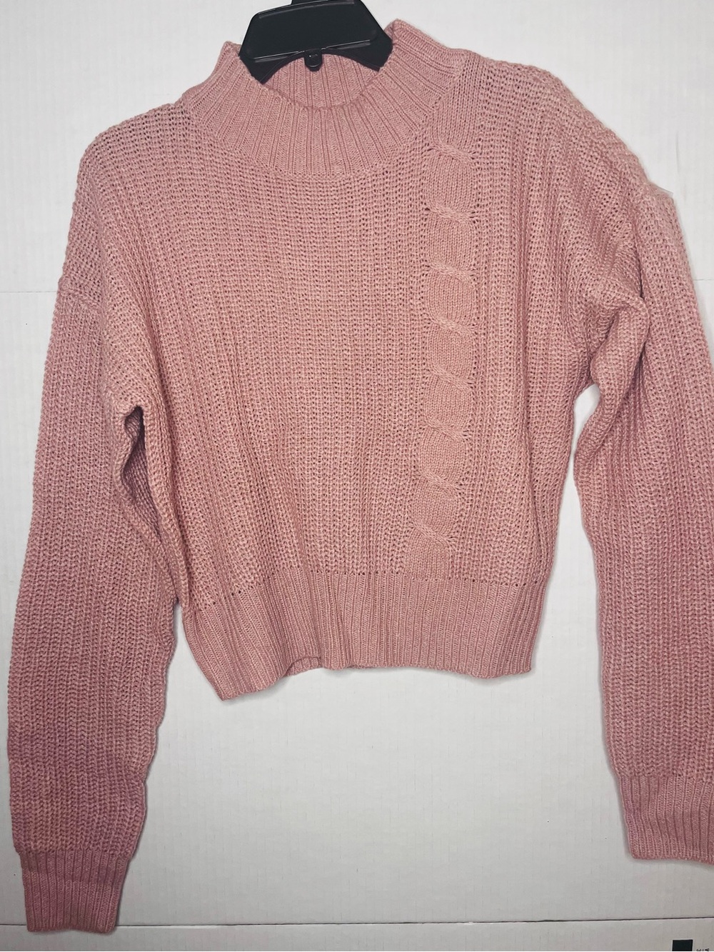 Women's Dusty Pink Cable-Accent Knit Sweater